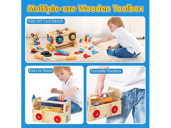Lehoo Castle Wooden Toddler Tool Bench