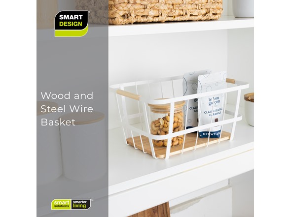 Smart Design Wire Basket w/Wood Accents