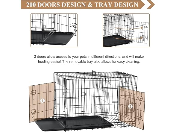 CL.Store 48 Inch Large Dog Crate Heavy Duty Double-Door