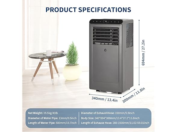 Vossfamul 450sqft 3-in-1 Portable AC