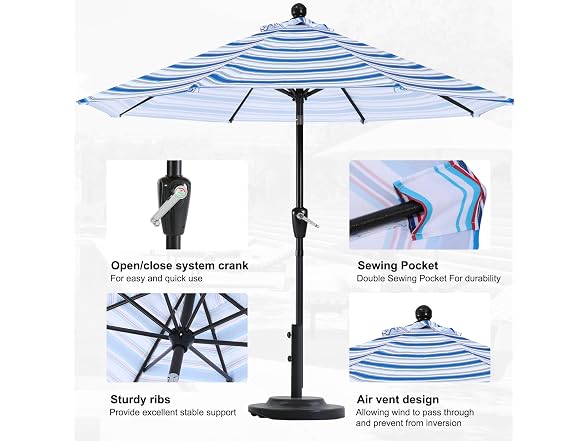 ABCCANOPY 9ft Patio Umbrella Navy
