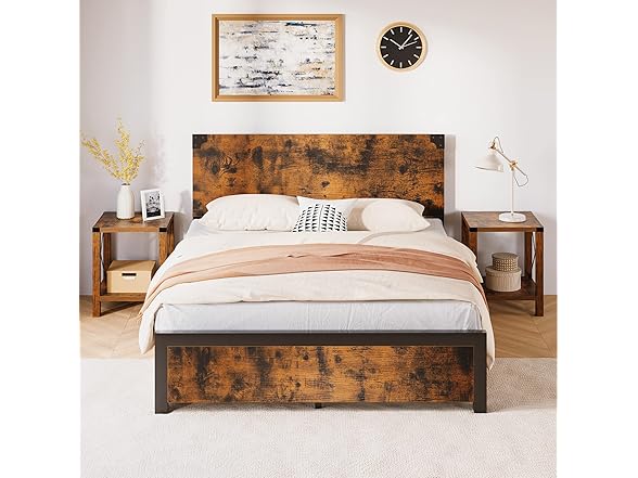 Amyove Full Size Bed Frame w/4 Drawers