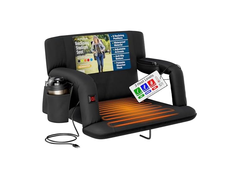 Recl H Stadium Seat w Armrests - Blk