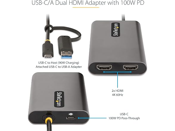 StarTech 109B-USBC-HDMI USB-C to Dual-HDMI Adapter - Gallery 3