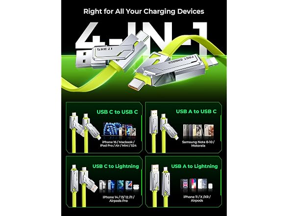 SHEZI [Apple MFi Certified] 4-in-1