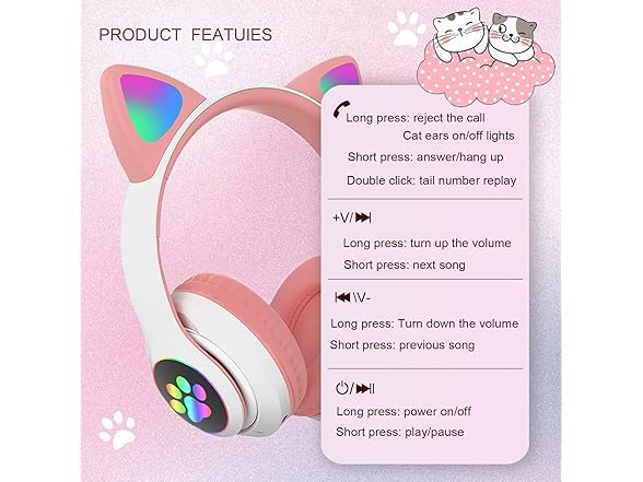 Kids Cat Ear Wireless Headphones