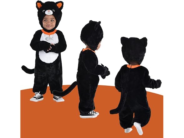 Black Polyester Baby Cat Jumpsuit with (18-24 Mo)