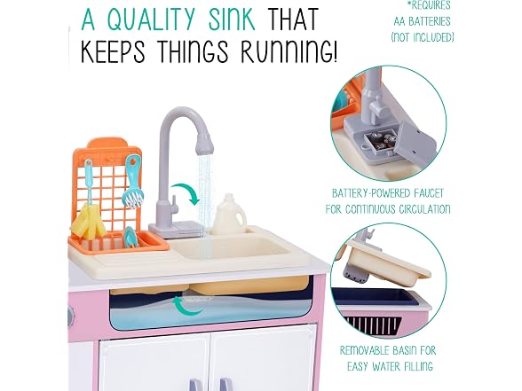 Wide Kitchen Set with Laundry Pink