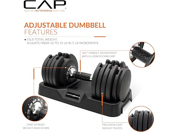 CAP Barbell 55lb Single ADJUSTABELL Dumbbell