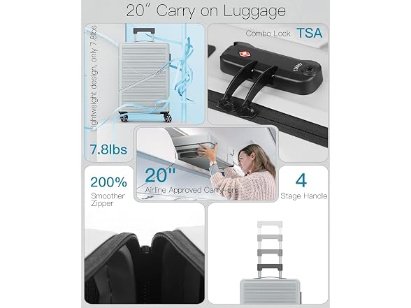 FOGFLY 20 Inch Carry On Luggage