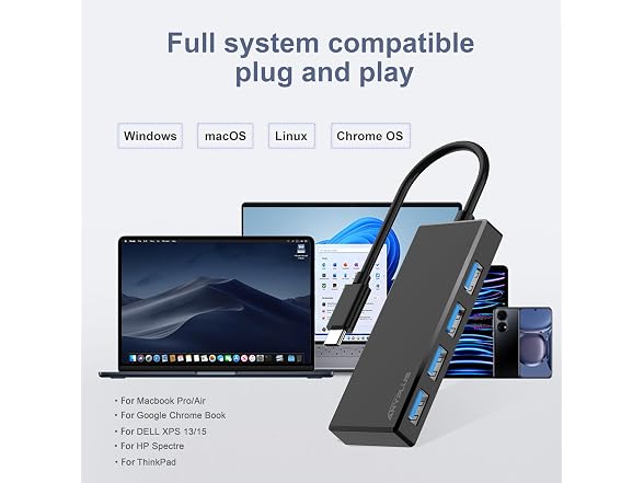 ANYPLUS USB C Hub, 4 Ports