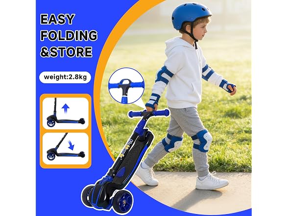 Nattork Blue Kids Scooter for Age 3-11