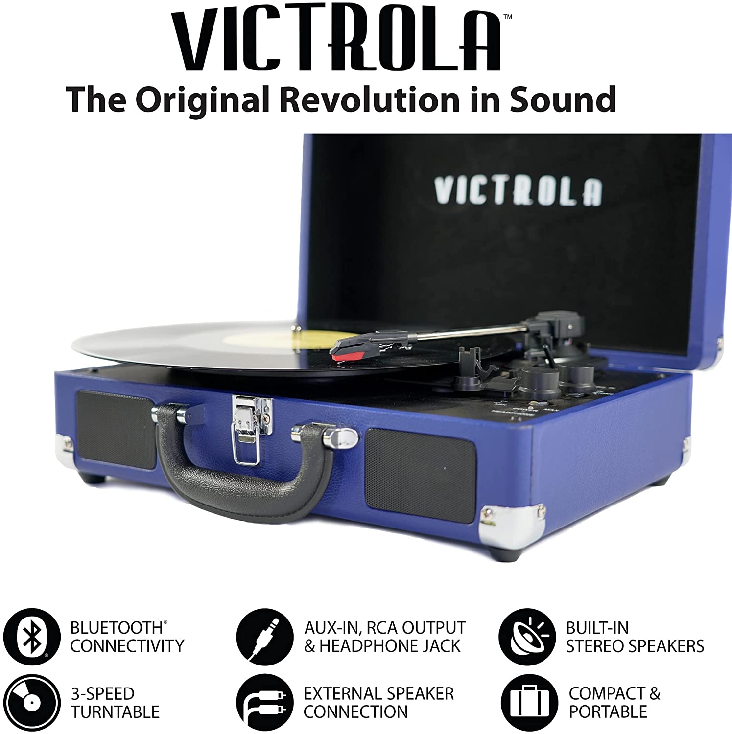 (NEW) Victrola 3-Speed Bluetooth Suitcase Record Player - Gallery 24