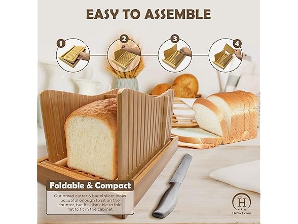 HoweEcom Bamboo Bread Slicer,