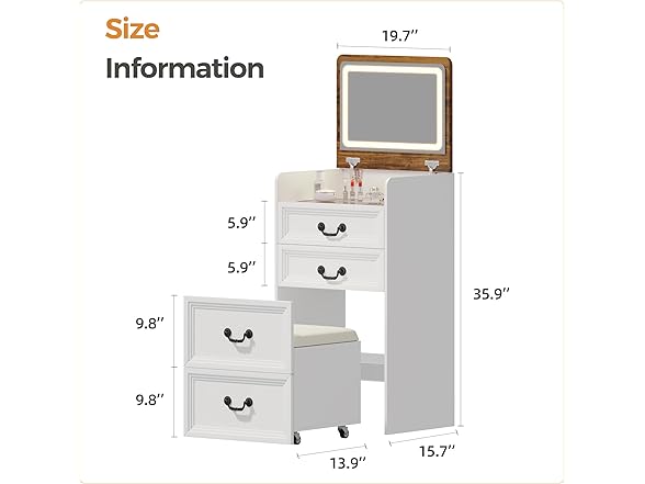 ChicFurnit Makeup Vanity,3-in-1 Vanity Desk