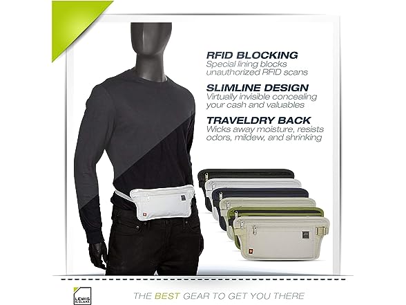 Lewis N. Clark RFID Blocking Money Belt Black