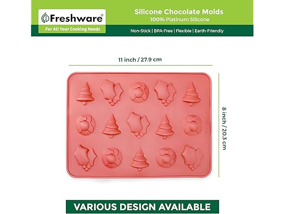 Freshware Silicone Chocolate Molds 2PK