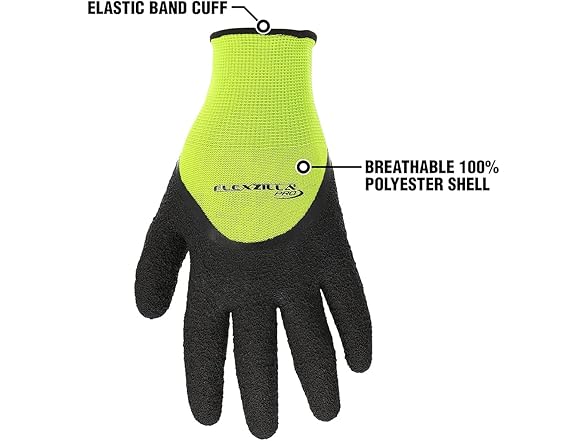 Flexzilla 3/4 Dip Palm Crinkle Latex Glove, 3 Pack