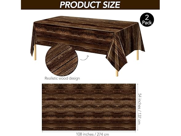 54" x 108" 6 Pieces Plastic Wood Grain Tablecloths