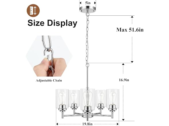BesLowe B0GTV7H2MS 19.8 5-Light Chandelier