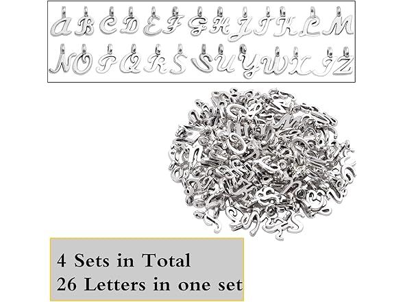 Hendevl Letter Charms Collection, 4 Sets