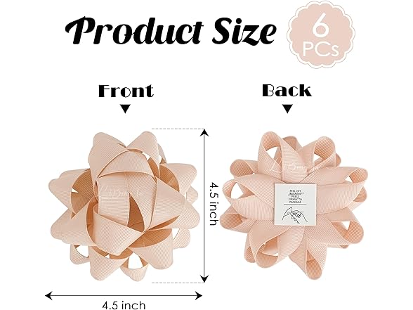 LiBongTa Gift Bows Rose Gold 4.5" (6pk)