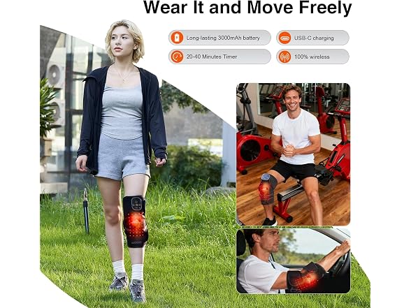 AUDODO Red Light Cordless Knee Massager