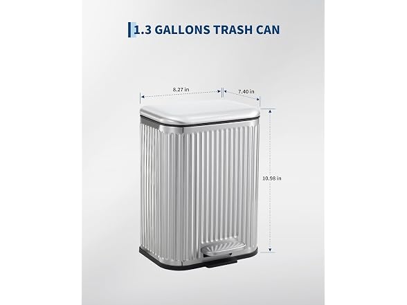 PrecisionAuto 5L Silver Stainless Steel Trash Can