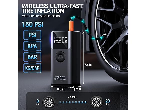 LERTIN 10-in-1 Jump Starter with Air Compressor