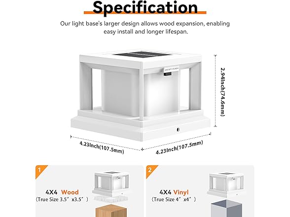 Brightever Solar Post Cap Flame Light Outdoor