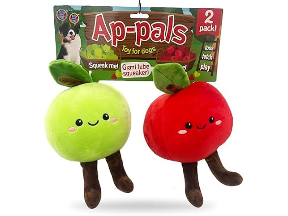 Bow Wow Pet 2 Pack Plush Dog Toy with Squeaker