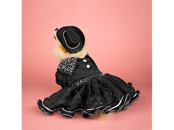 Doggy Parton Fur Trimmed and Rhinestone Hat