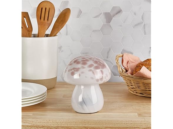 Amber Glass LED Mushroom Light