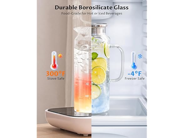 VA1KENE 68oz Borosilicate Glass Pitcher