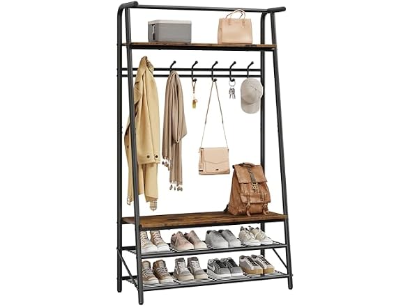 OUTLANE 4-in-1 Entryway Hall Tree with Shoe Bench