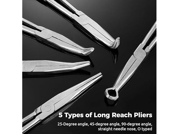 5-Piece Long Reach Needle Nose Pliers Set