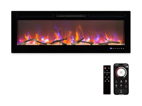 Smart Electric Fireplace 50in Black