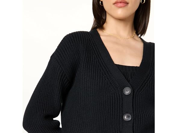 The Drop Women Sari Cropped Button-front Cardigan - Gallery 5