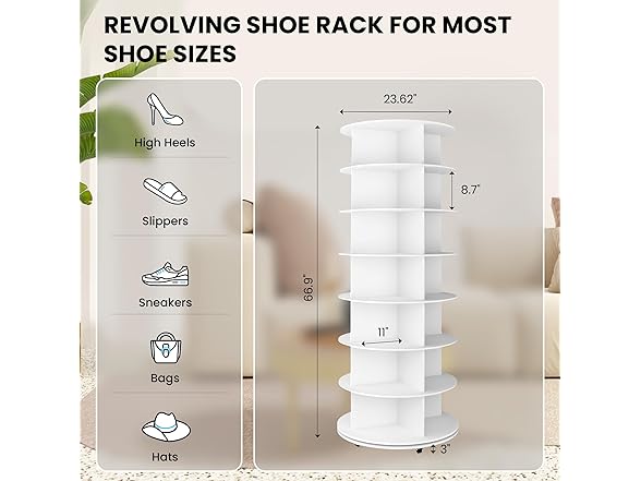 7-Tier Rotating Shoe Tower with Wheels
