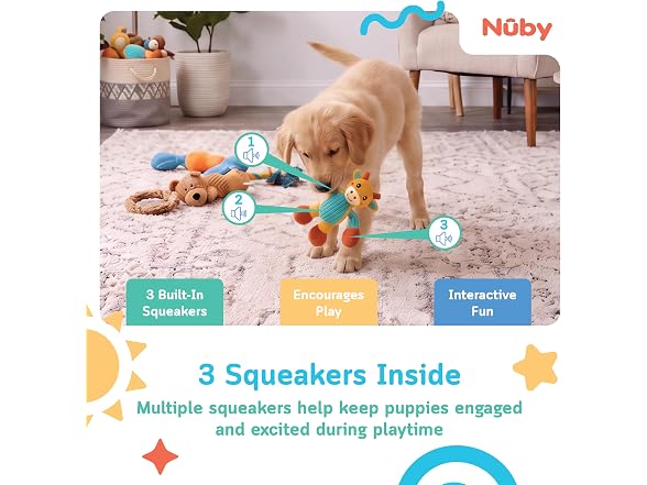 Nuby Pull & Tug Dog Toy – Interactive Plush Dog Toy