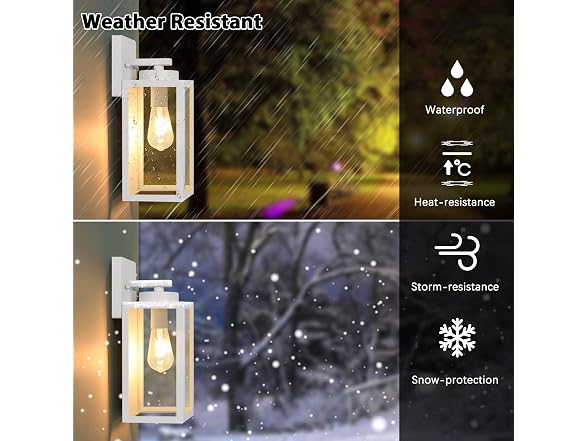 BesLowe White Exterior Wall Lanterns 2 Pack