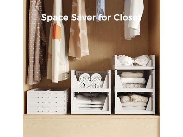 PINKPUM 5 Pack Stackable Plastic Storage Basket