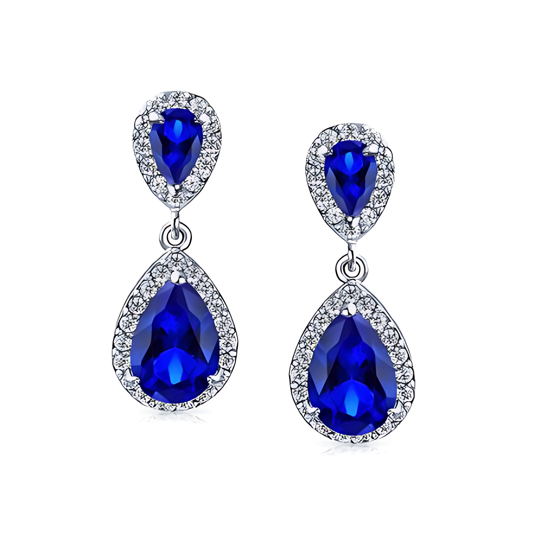 Sapphire Teardrop Drop/Dangle Earrings - Gallery 6