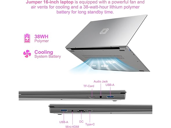 Jumper Laptop 16”, 16GB DDR5 512GB SSD