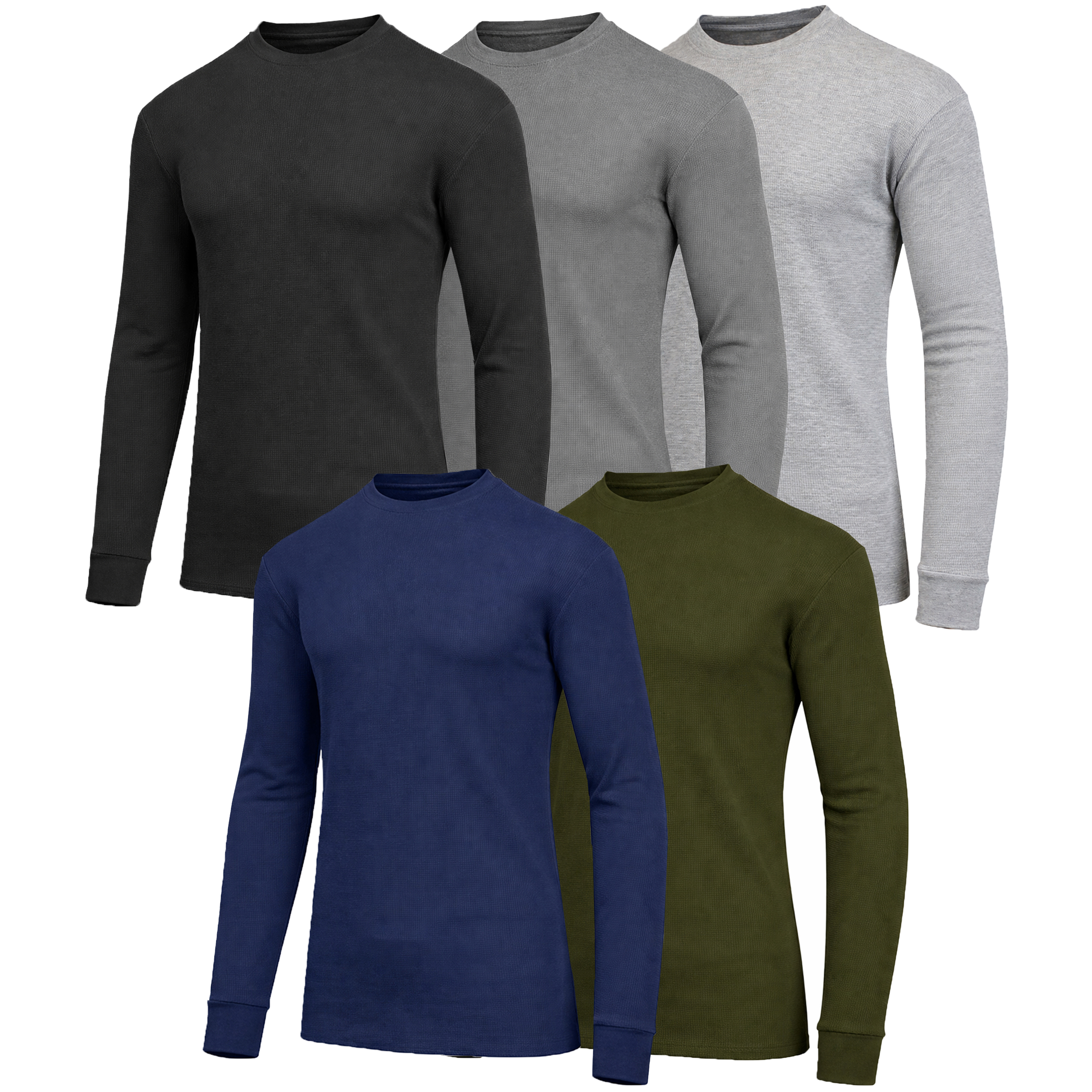 5Pk Mens Waffle-Knit Thermal Shirts - Gallery 6