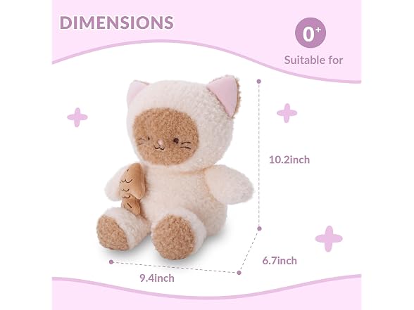 Linzy 10” Cat Stuffed Animal Holding Fries
