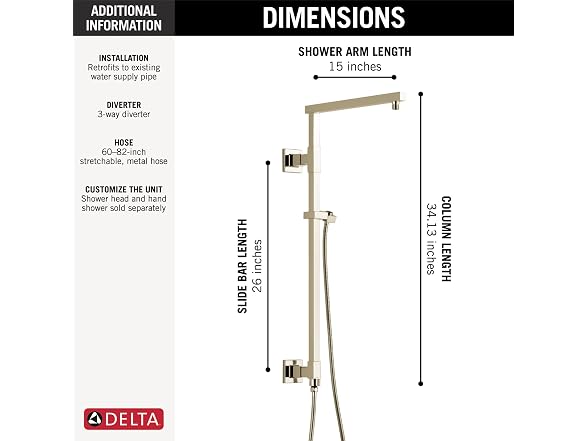 DELTA FAUCET 58420-PN-PR Universal Components Shower Column