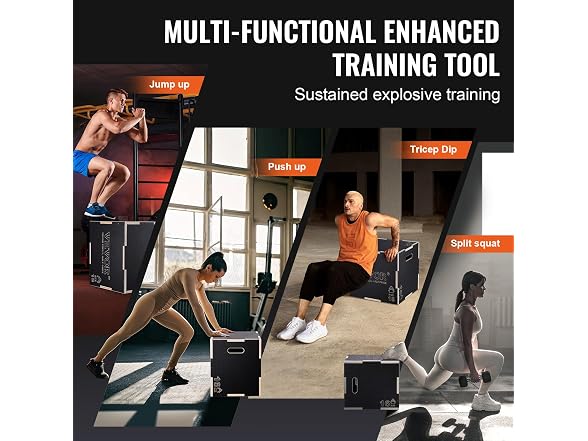 3 in 1 Plyometric Jump Box, 20/18/16 Inch Wooden