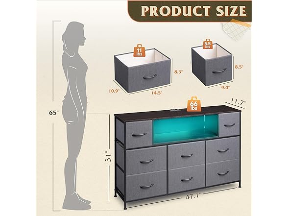 WLIVE BC1978725090009 8 drawe dresser tv stand