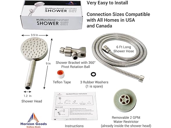 All Metal Shower Head with Hose